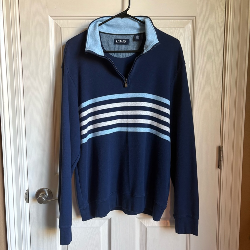Chaps Quarter Zip Stripe Sweater